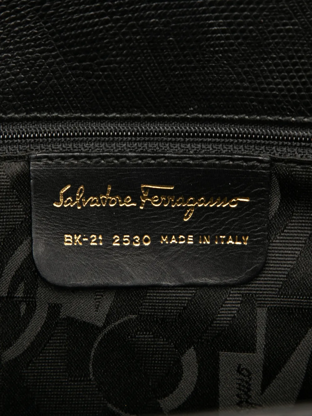 Pre-owned Ferragamo 2000-2025 Embossed Leather Vara Tote Bag In Black