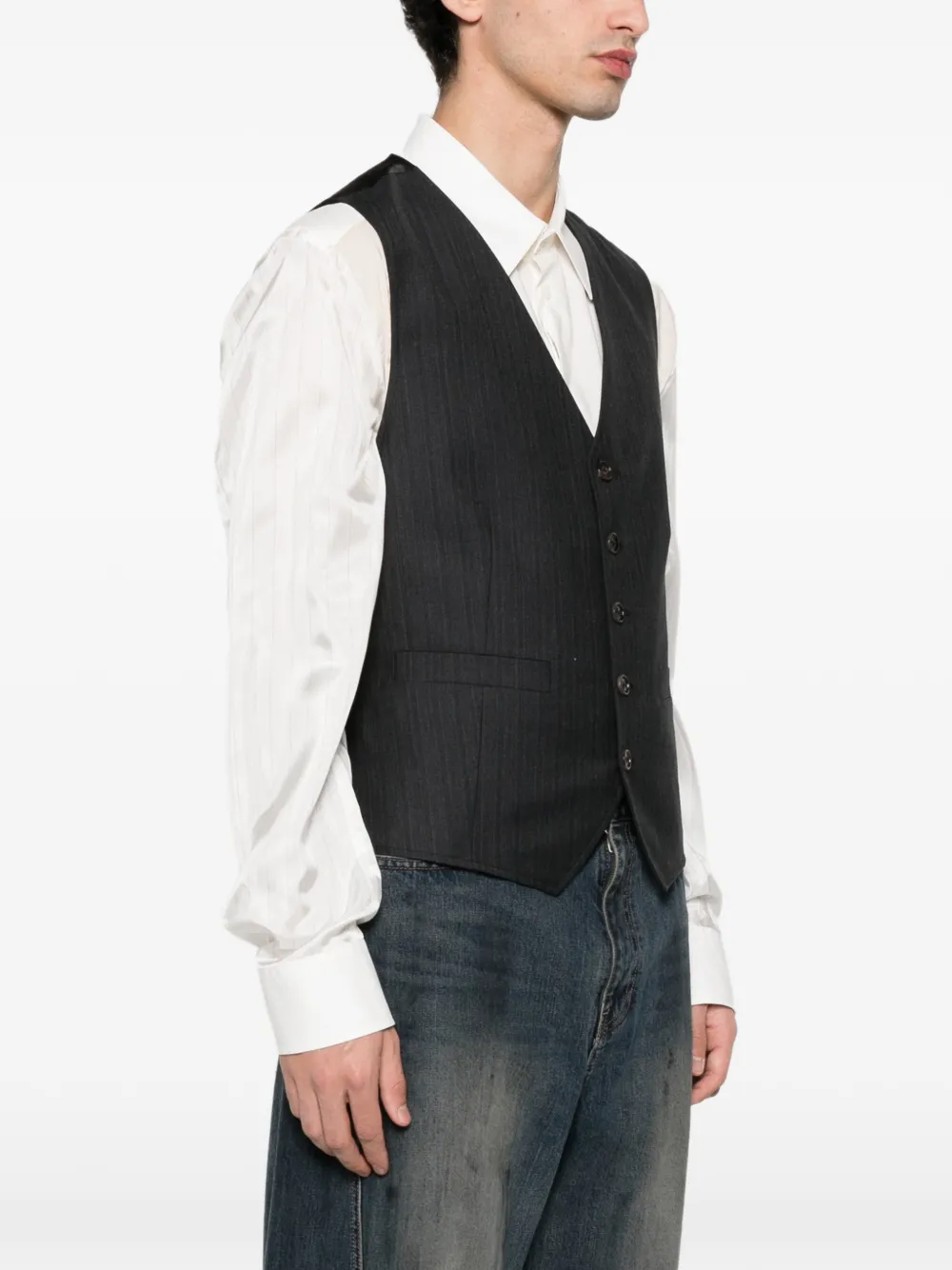 MM6 Maison Margiela Spencer met krijtstreep en knopen Grijs