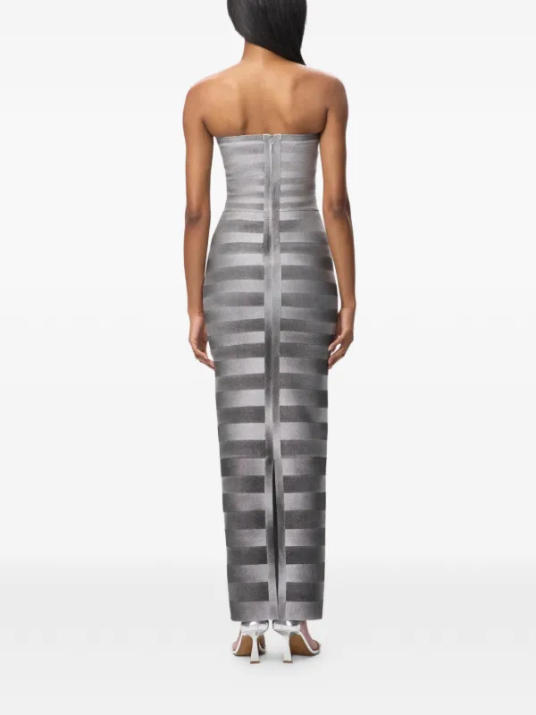 Herve Leger Striped Strapless Dress - Grey Herve Leger Striped Strapless Dress - Grey