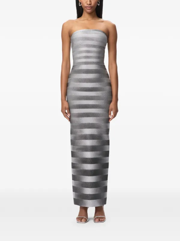 grey strapless bodycon dress Vianka Strapless Double Twist Bodycon Mini Dress Shop American Threads Women's Trendy Online Boutique Silver / L