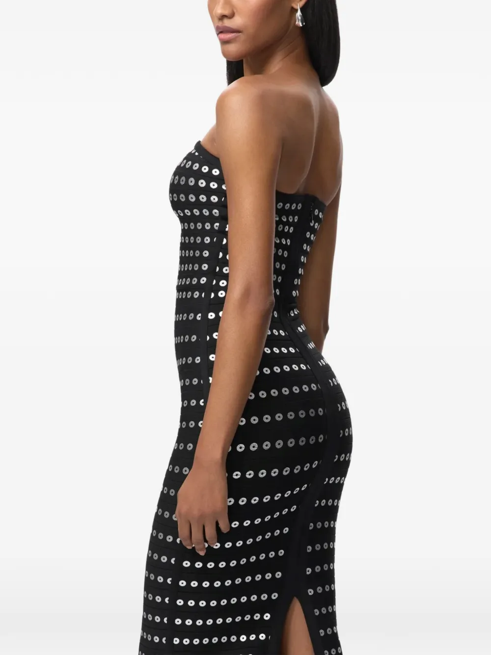 Herve Leger Strapless jurk met pailletten Zwart