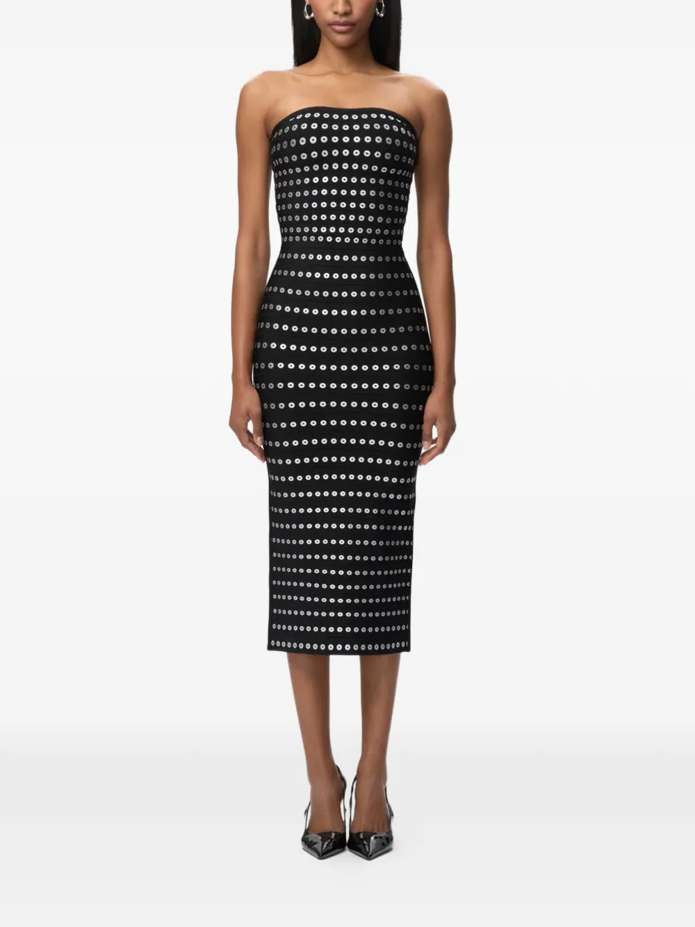 Herve Leger Strapless jurk met pailletten Zwart