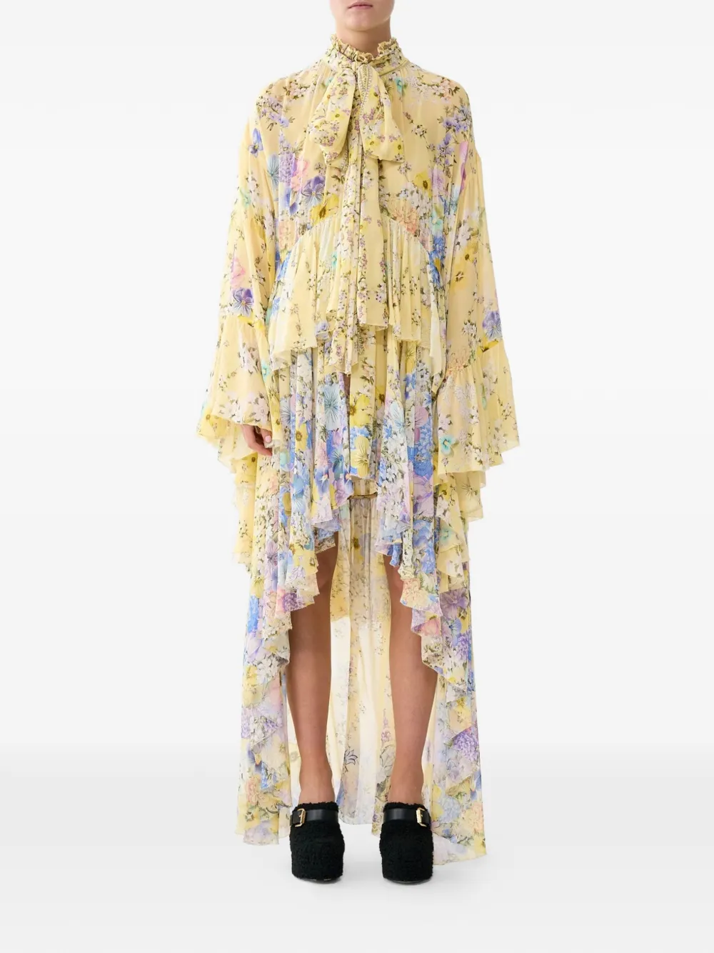 Camilla Jurk met bloemenprint Geel