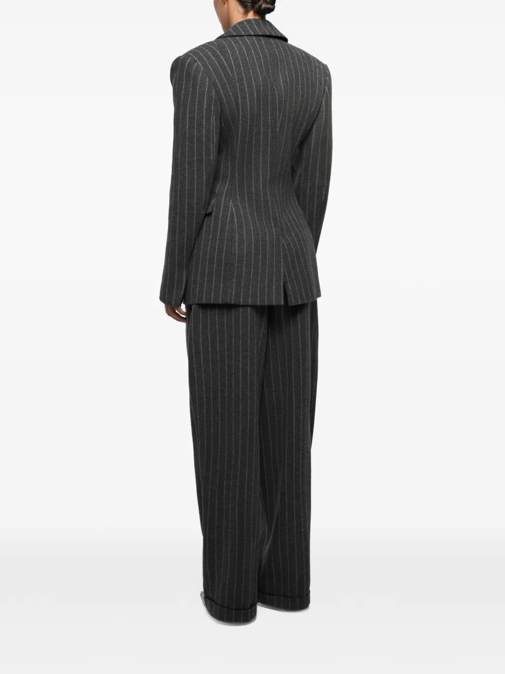  Anouki Double-breasted Striped Blazer - Grey 