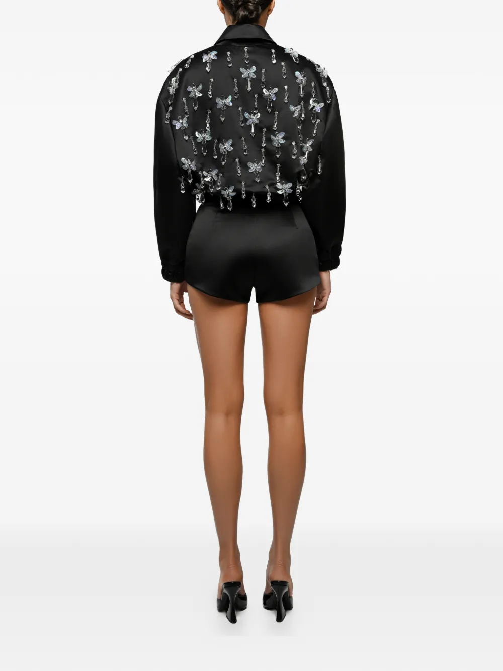 Anouki Crystal-embellished Bomber Jacket In Black
