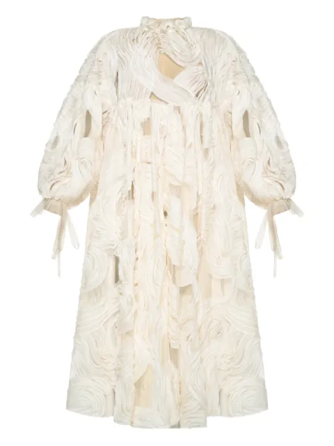 ANOUKI embroidered ruffle-collar midi dress