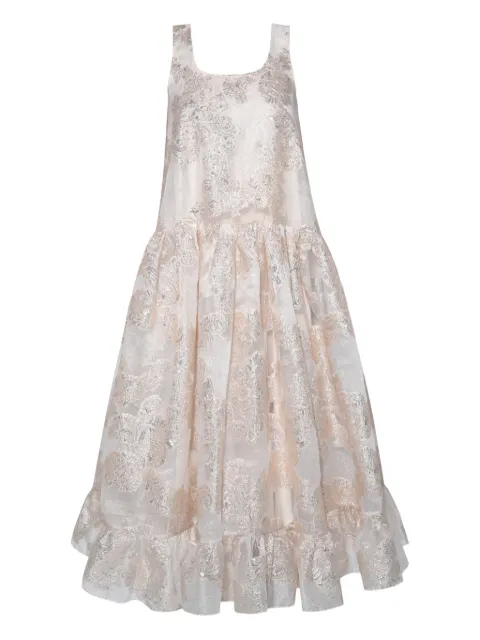 ANOUKI vestido midi sin mangas bordado