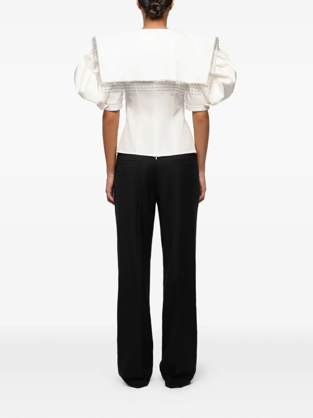 ANOUKI crystal-embellished puff-sleeve blouse - Wit