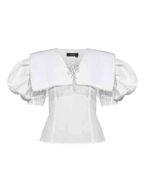 ANOUKI crystal-embellished puff-sleeve blouse