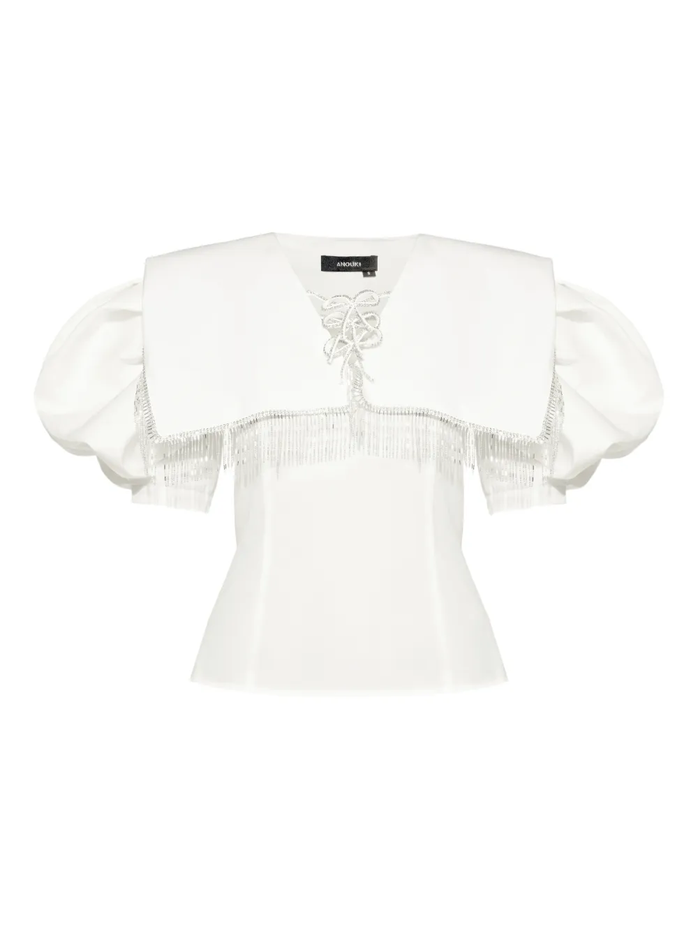 ANOUKI crystal-embellished puff-sleeve blouse | White | Image 1