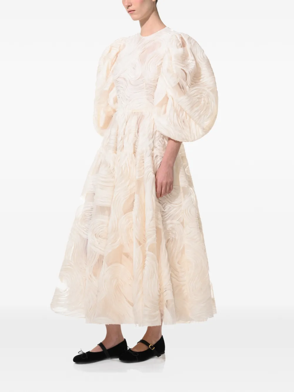 ANOUKI robe mi-longue brodée à manches bouffantes | Robes de jour | Image 2