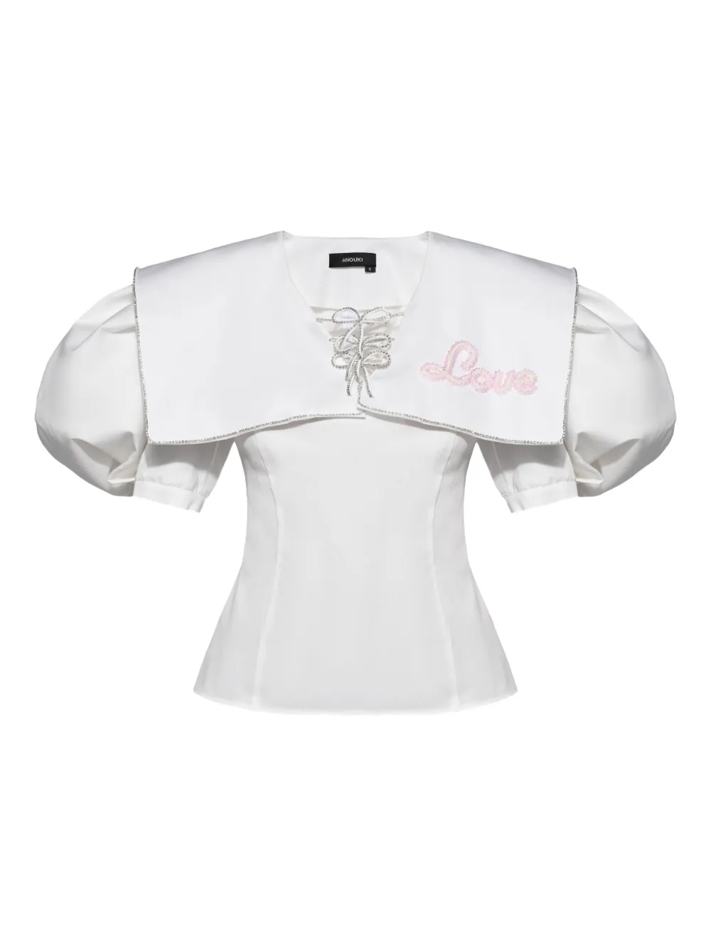 Anouki Embroidered Cotton Blouse In White