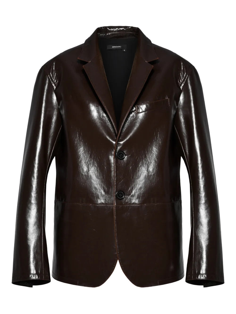 Anouki Faux-leather Blazer In Brown