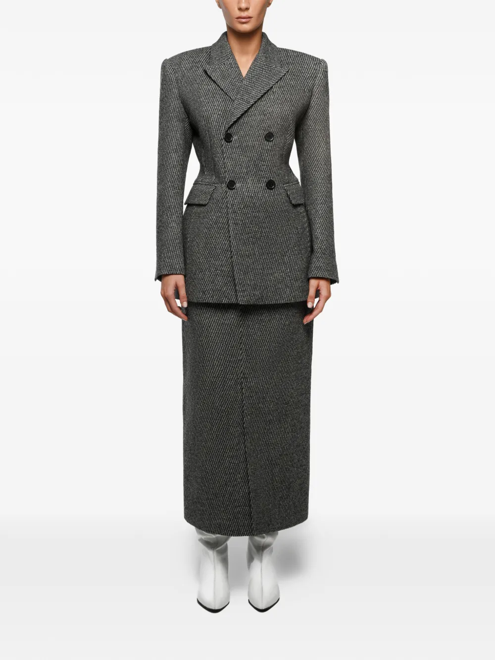 ANOUKI slit-detail midi skirt - Grijs