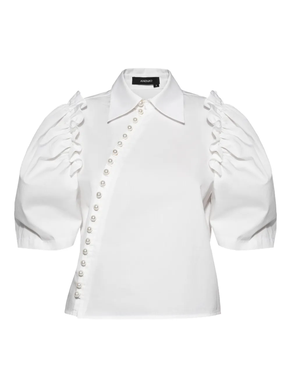 Anouki Embellished Ruffled Shirt In White