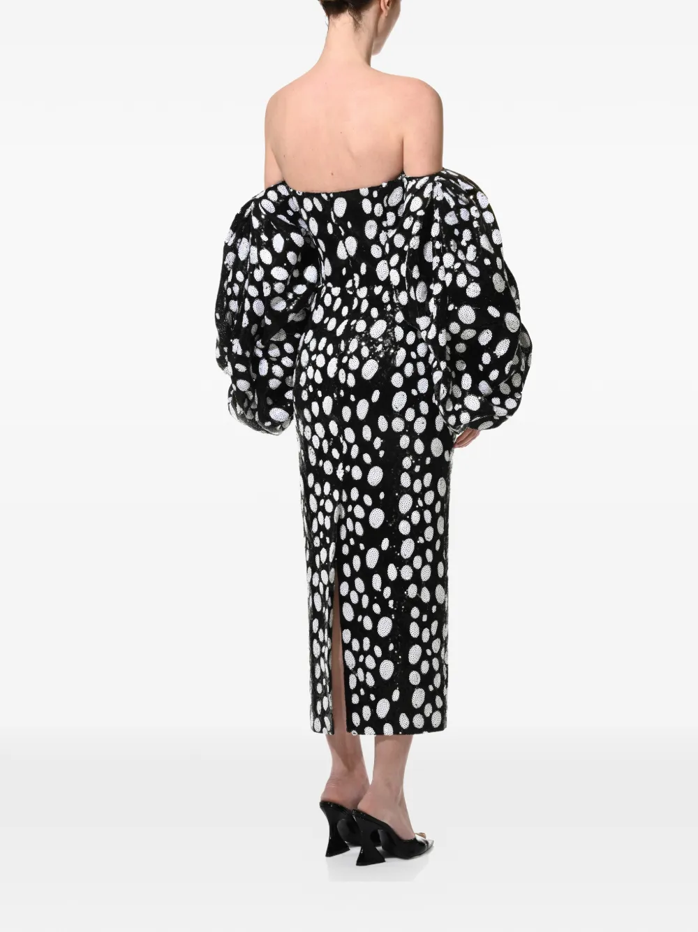 ANOUKI sequined off-shoulder midi dress - Zwart