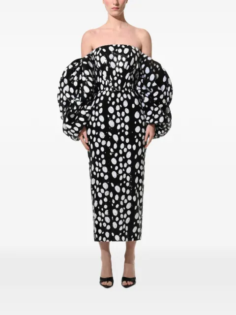 ANOUKI vestido midi con hombros descubiertos