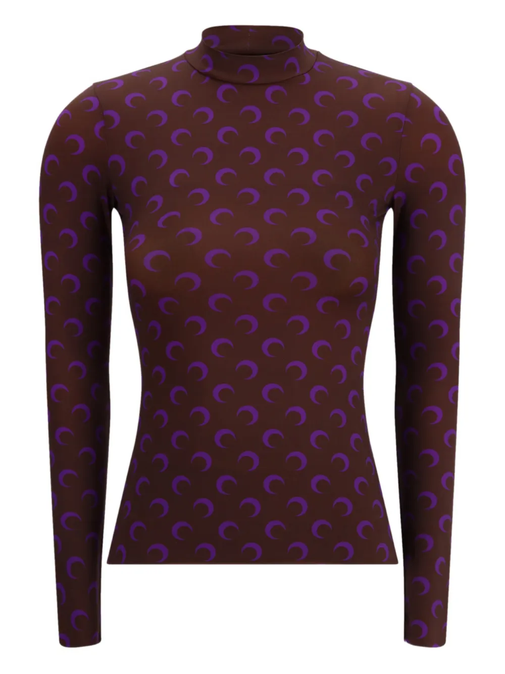 Marine Serre moon-print high-neck top - Braun