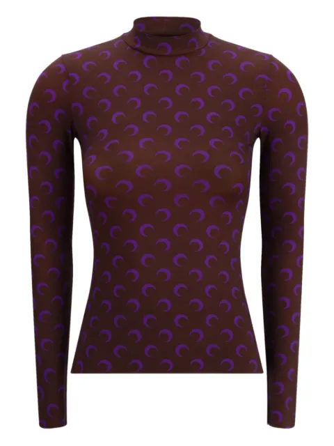 Marine Serre توب برقبة عالية وطبعة هلال