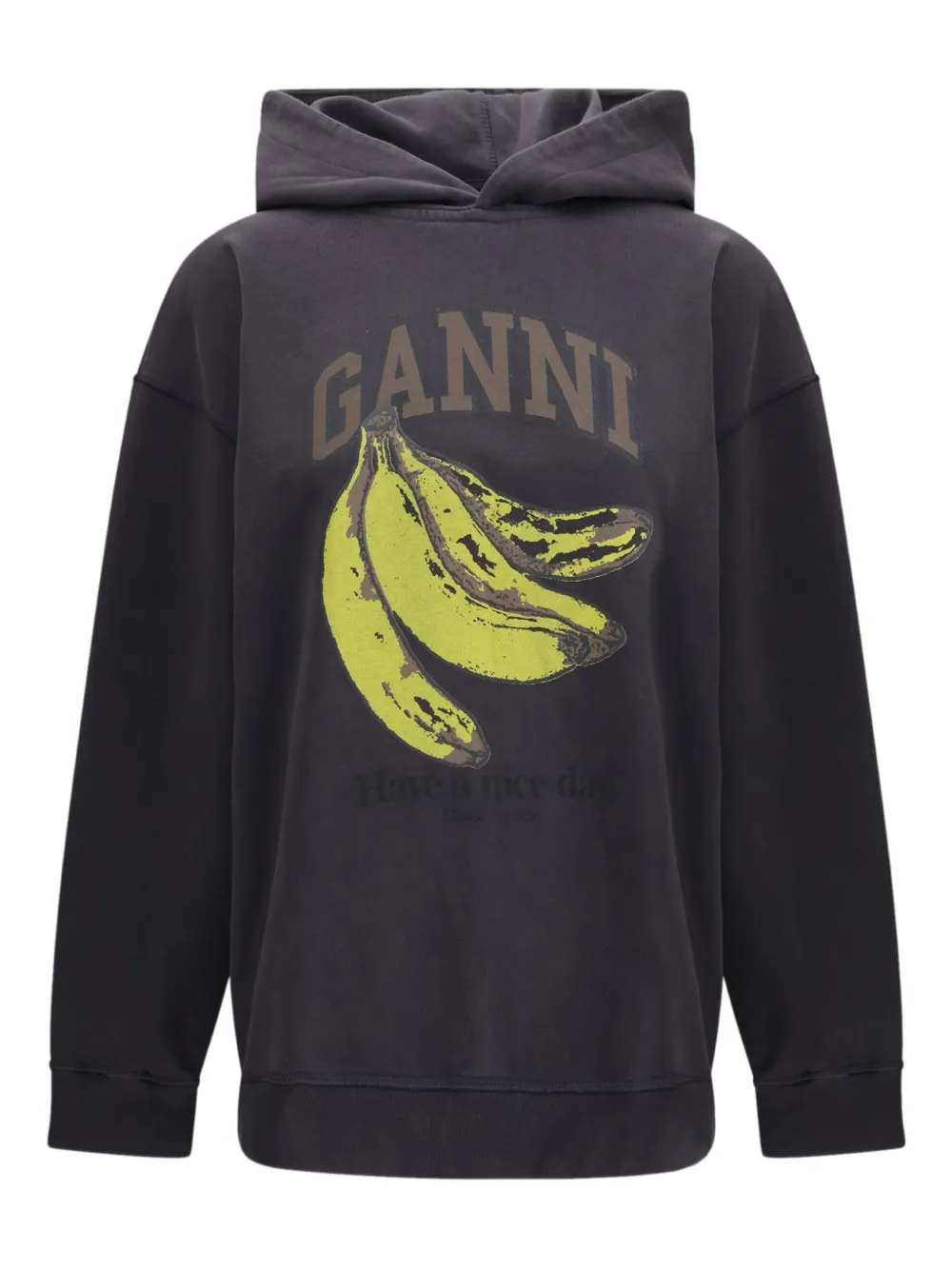GANNI banana-print hoodie - Grigio