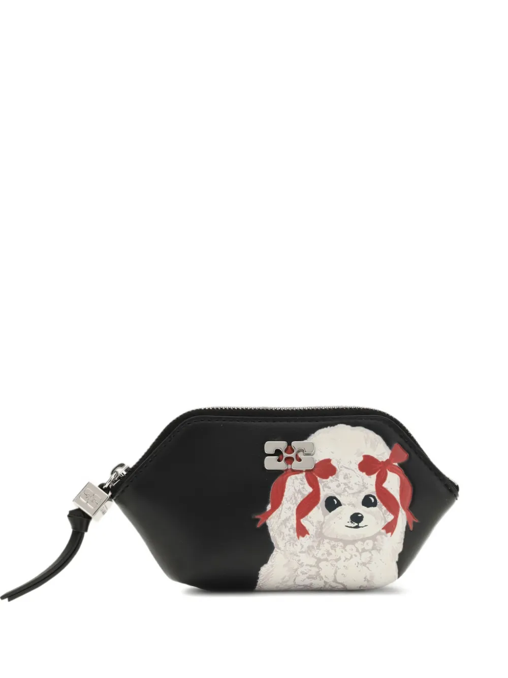 GANNI Bou poodle-print coin purse - Nero