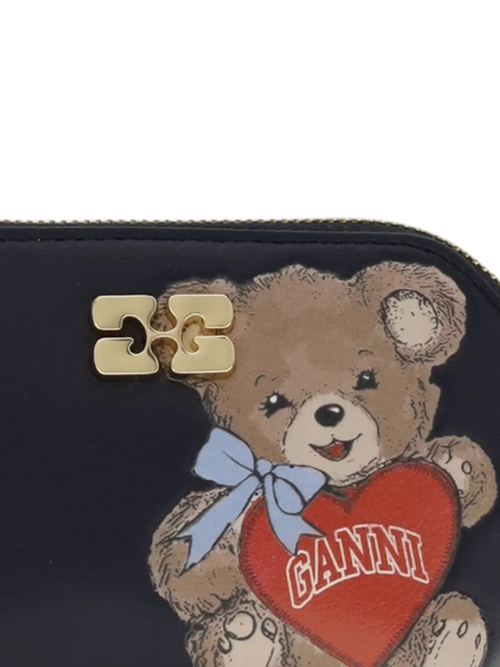  Ganni Bou Bear-print Coin Purse - Black 