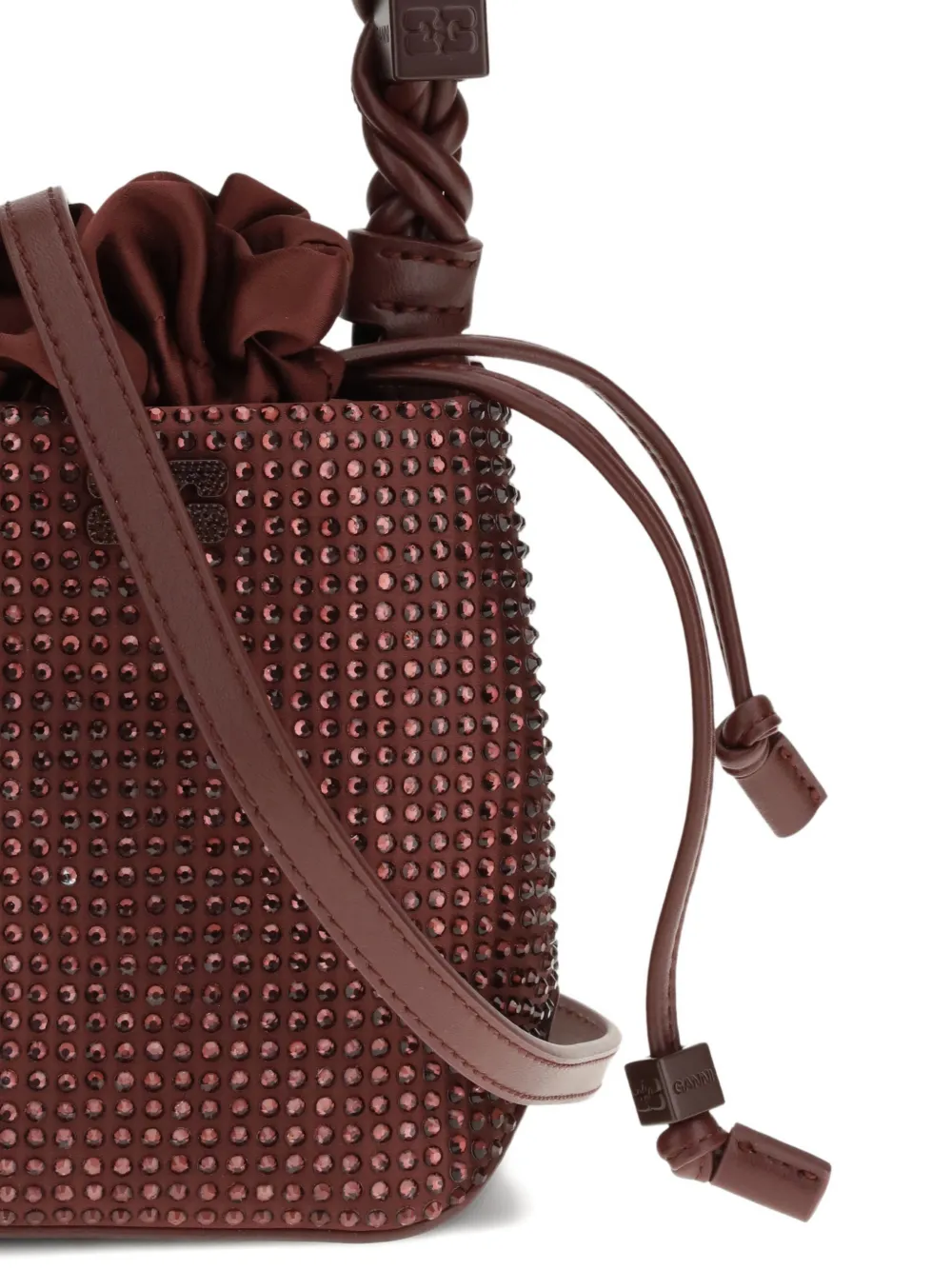 GANNI Bou kleine verfraaide bucket-tas Rood