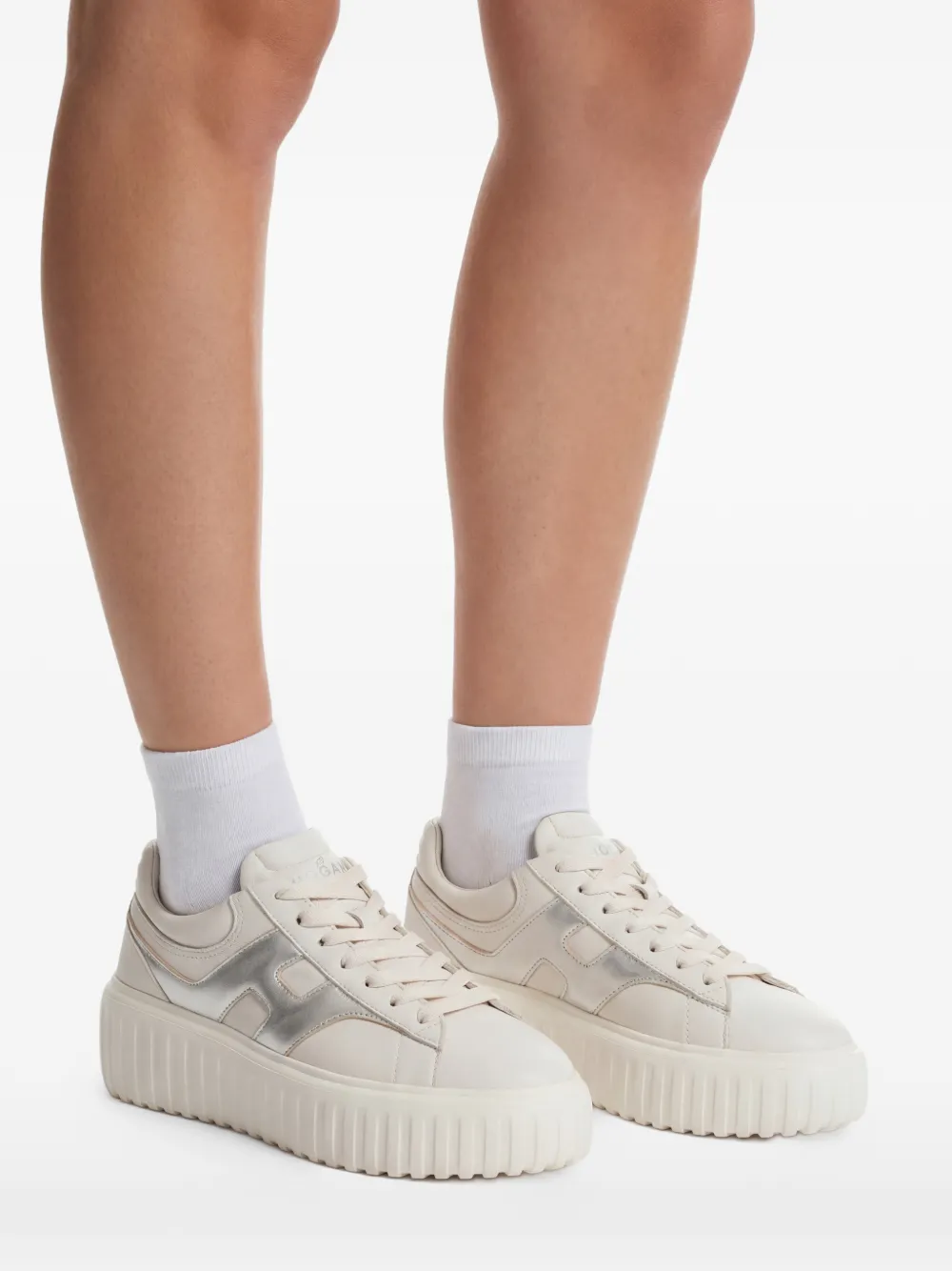 Hogan H-Stripes sneakers met plateauzool Beige
