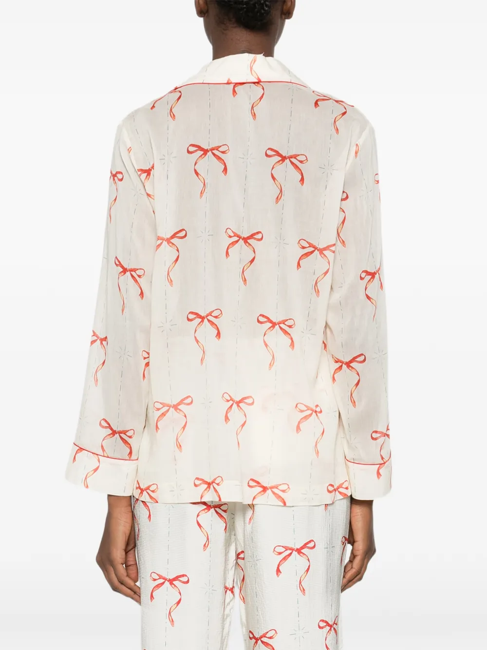Forte Shirt met strikpatroon Beige
