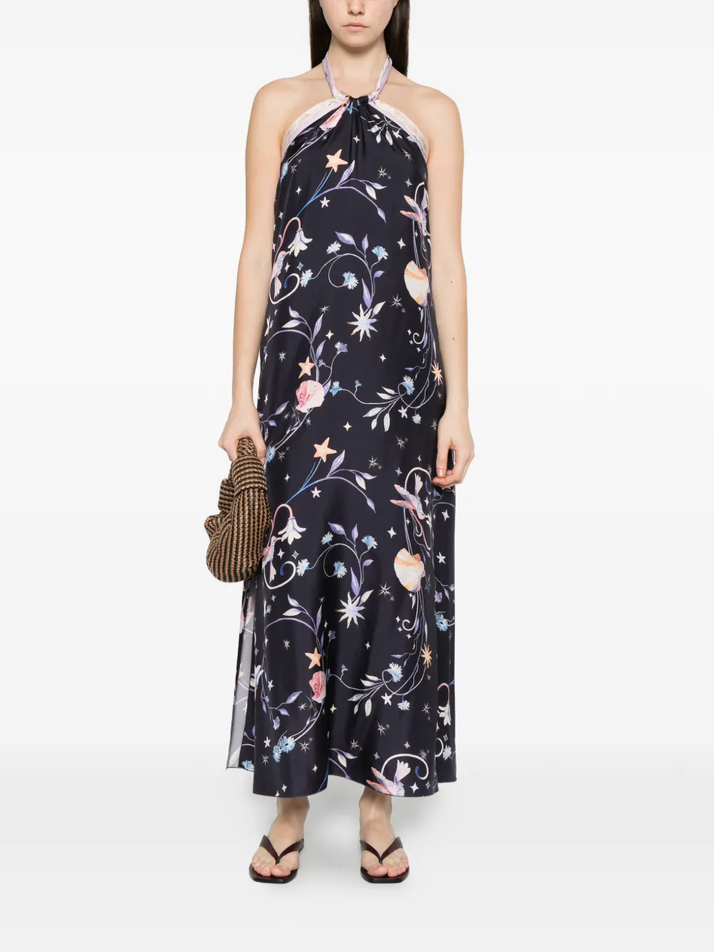 Forte Jurk met bloemenprint Zwart