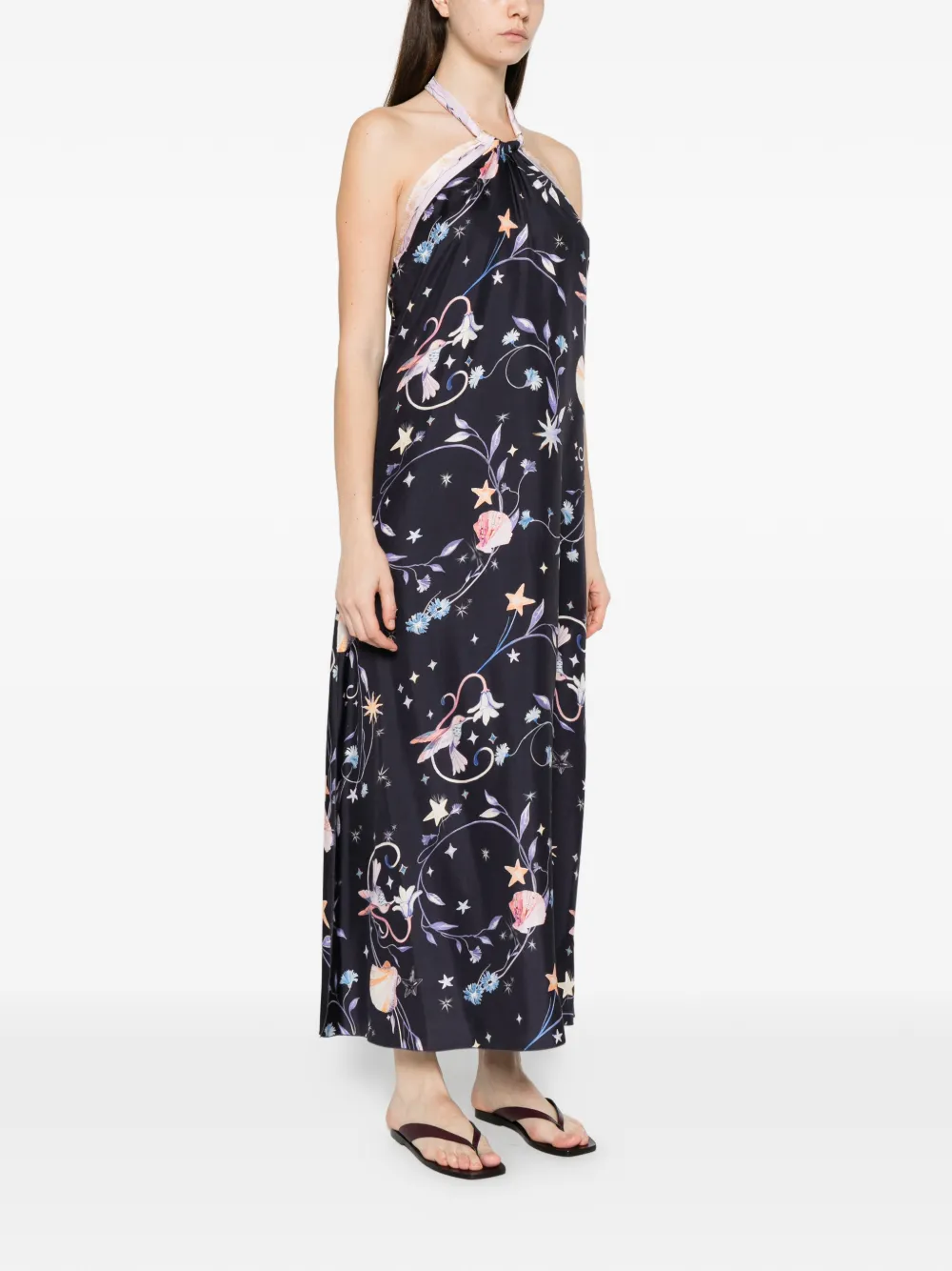 Forte Jurk met bloemenprint Zwart