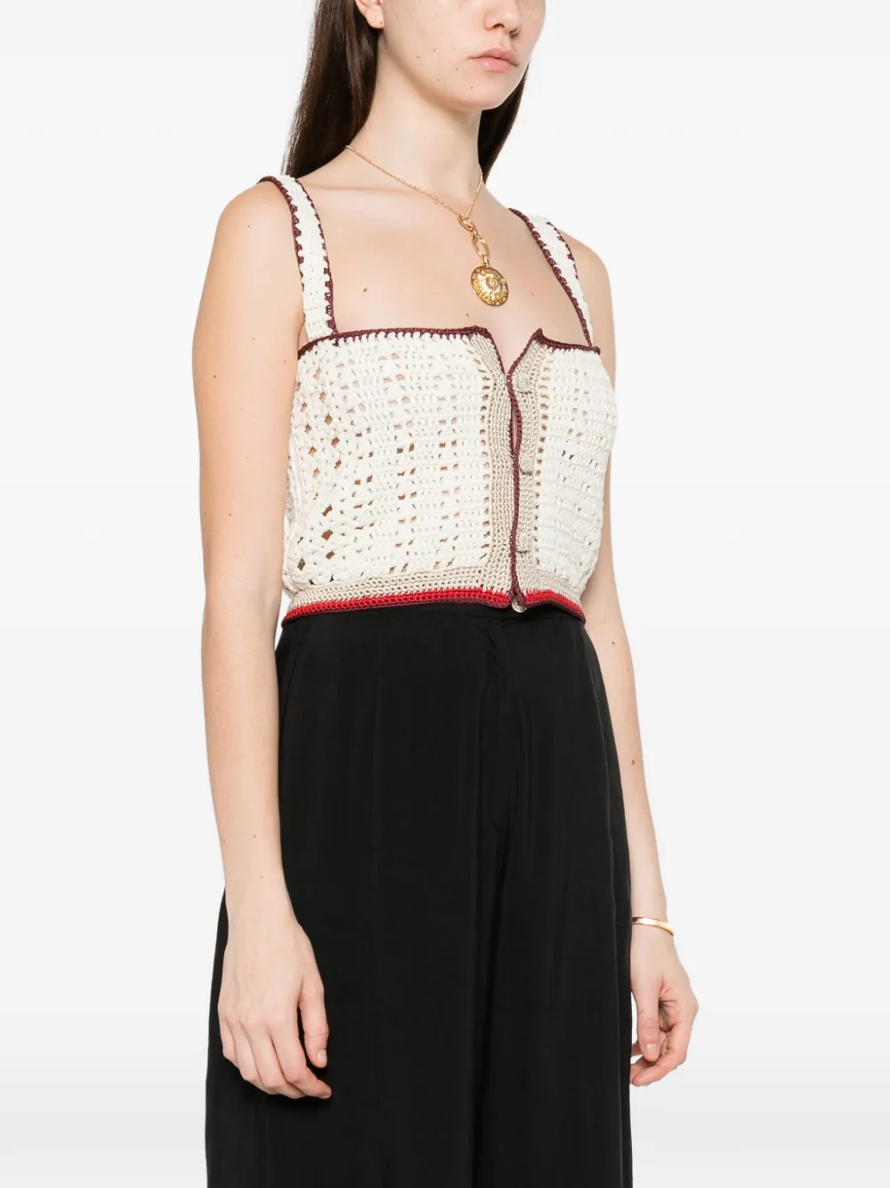  Forte Forte Crochet Button Top - Neutrals 