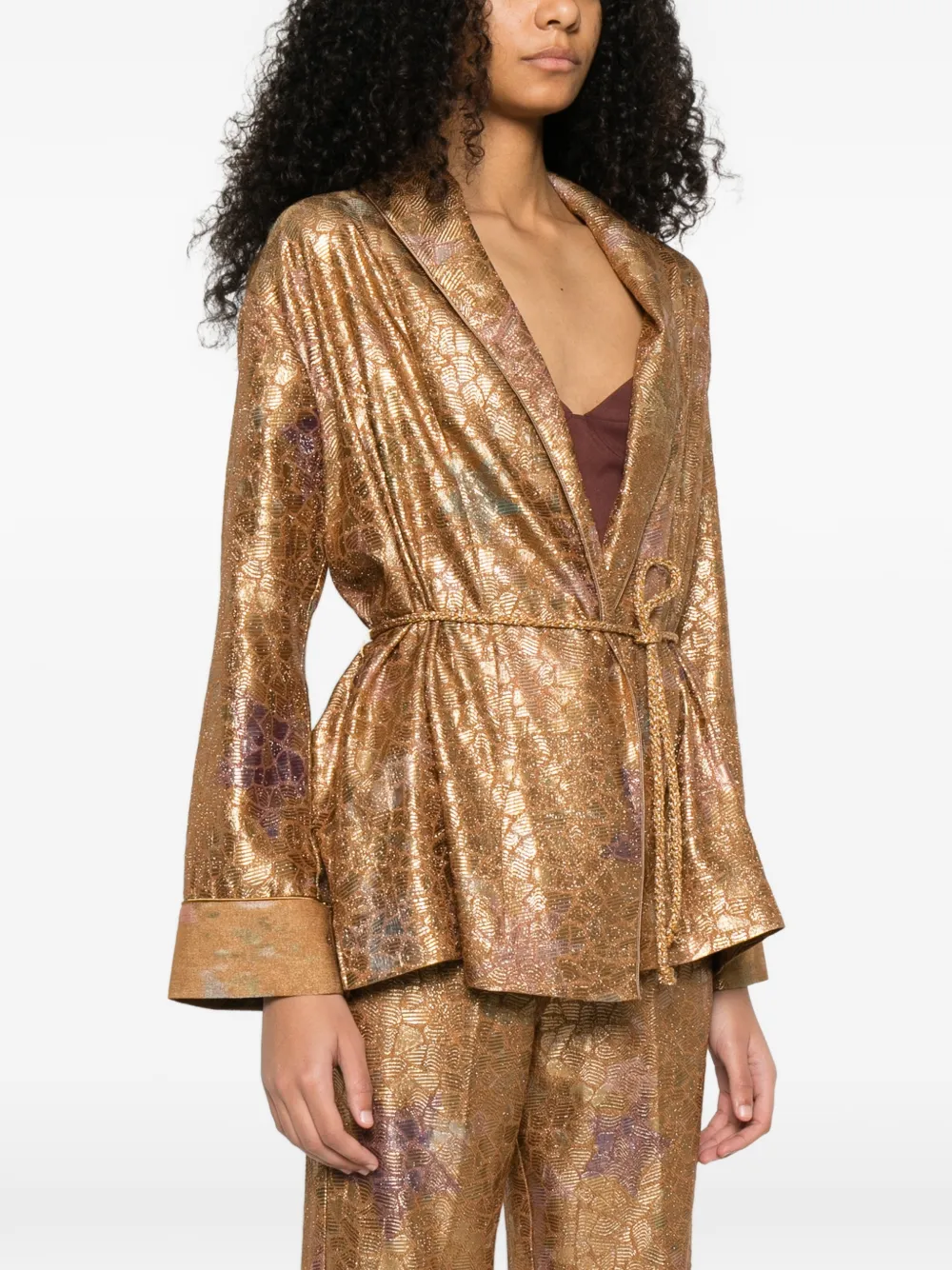  Forte Forte Floral Print Tie Jacket - Gold 