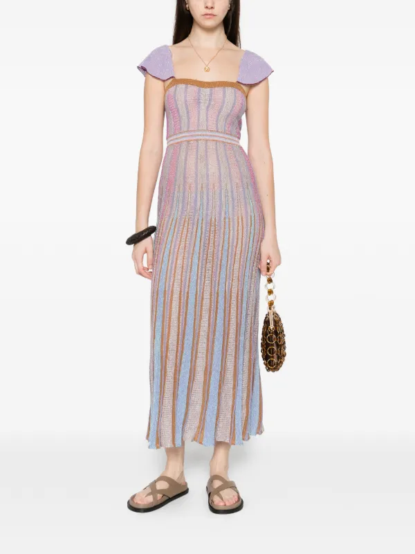 blue and purple striped dress Women's Navy Striped Short Dress | Avara