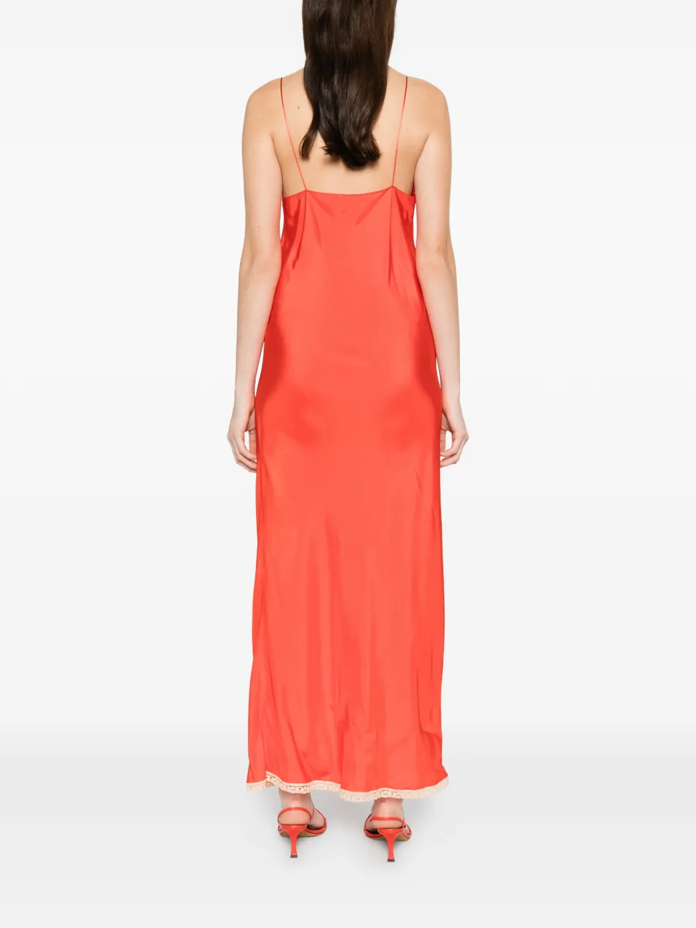 Forte Maxi-jurk met V-hals en kant Rood