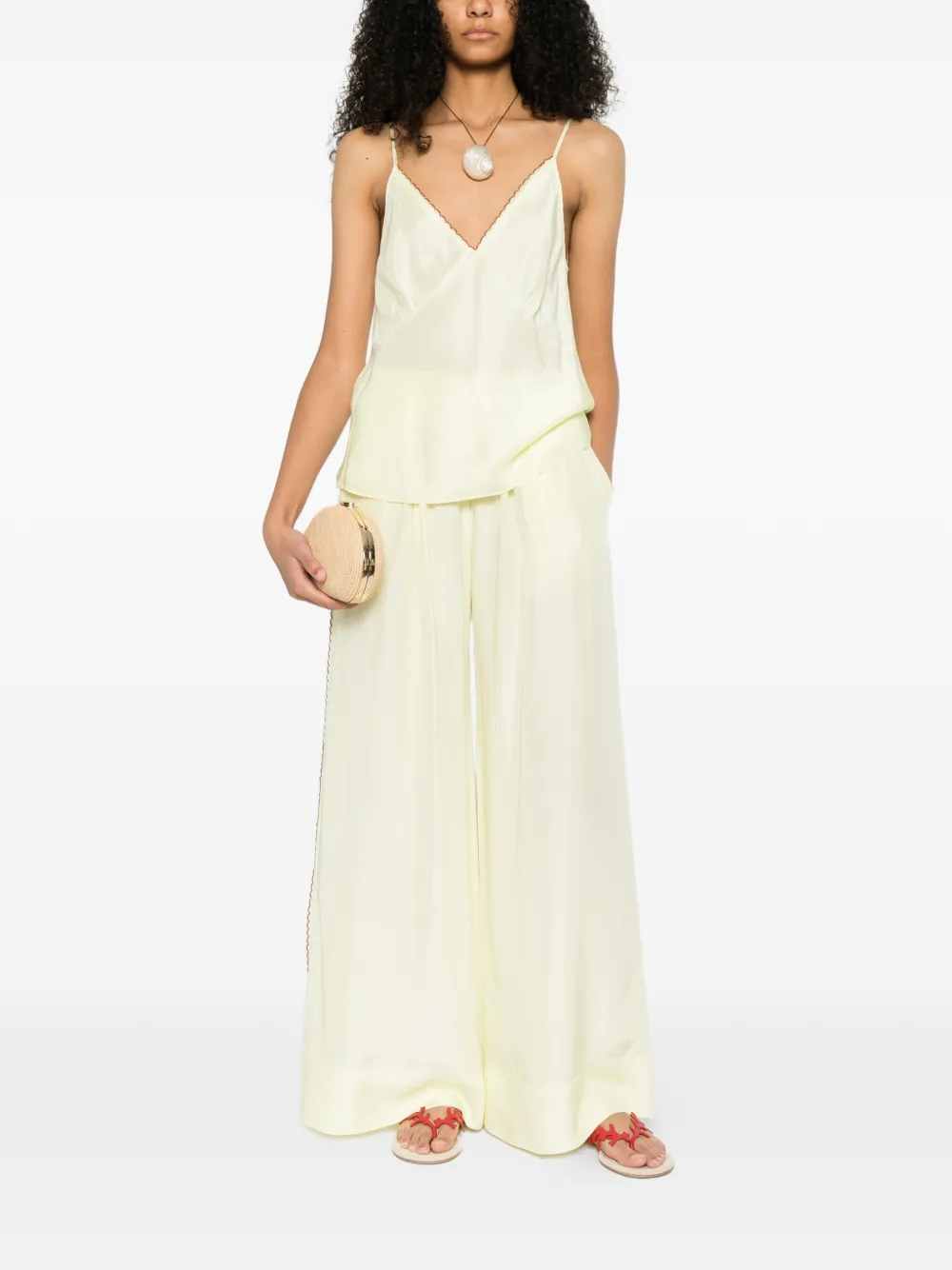  Forte Forte Scalloped V-neck Top - Yellow 