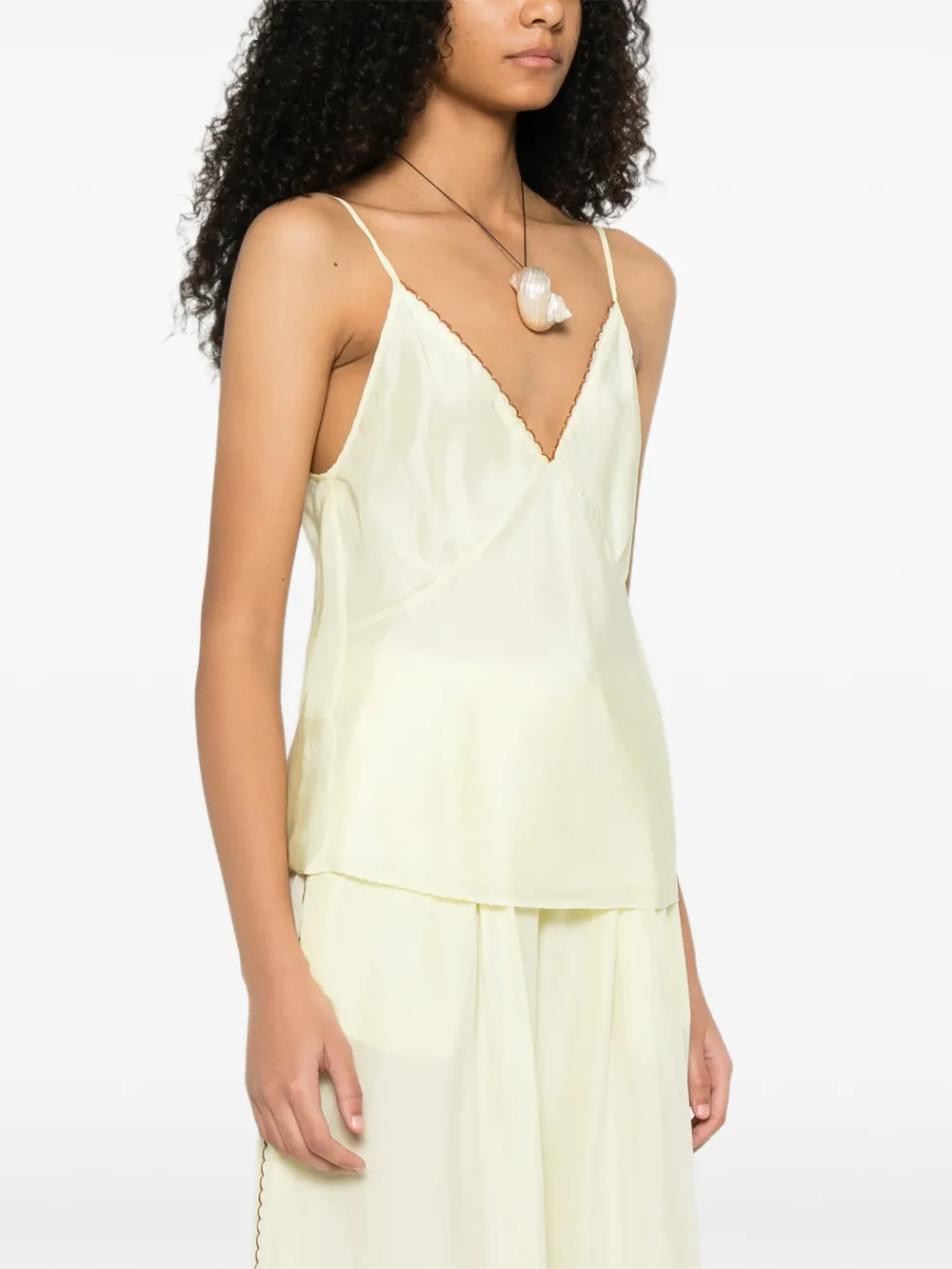  Forte Forte Scalloped V-neck Top - Yellow 