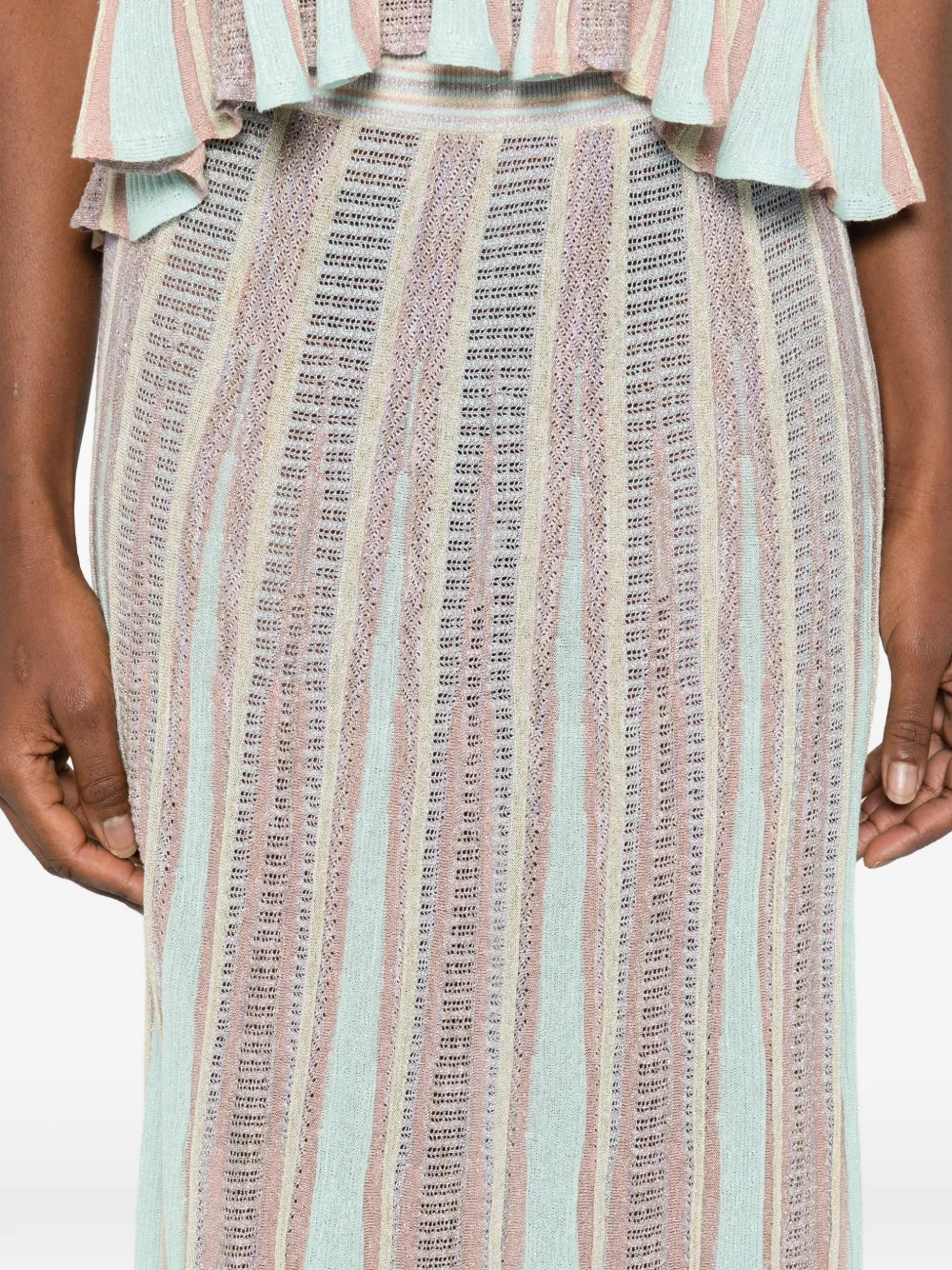 Forte Gestreepte midi-rok Blauw