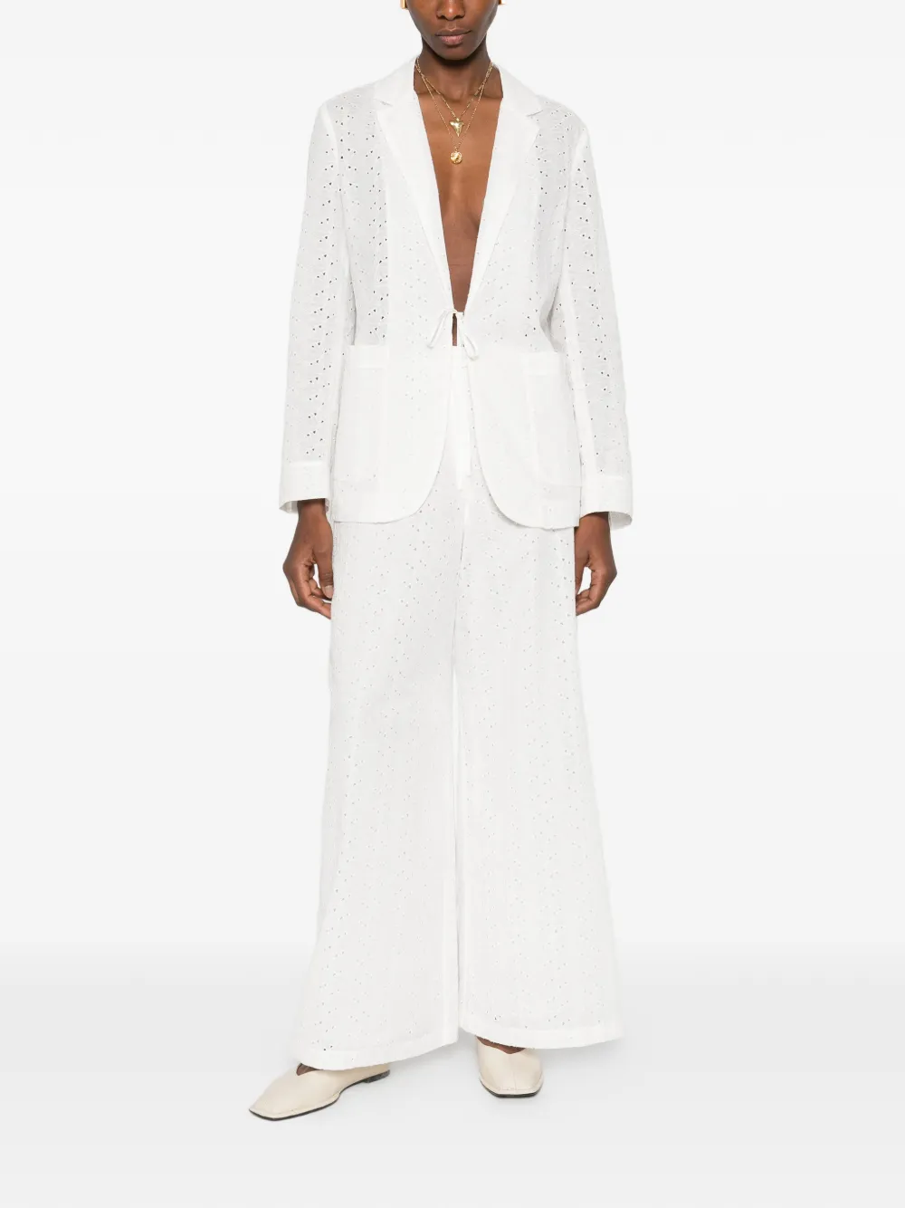  Forte Forte Eyelet Tie Jacket - White 