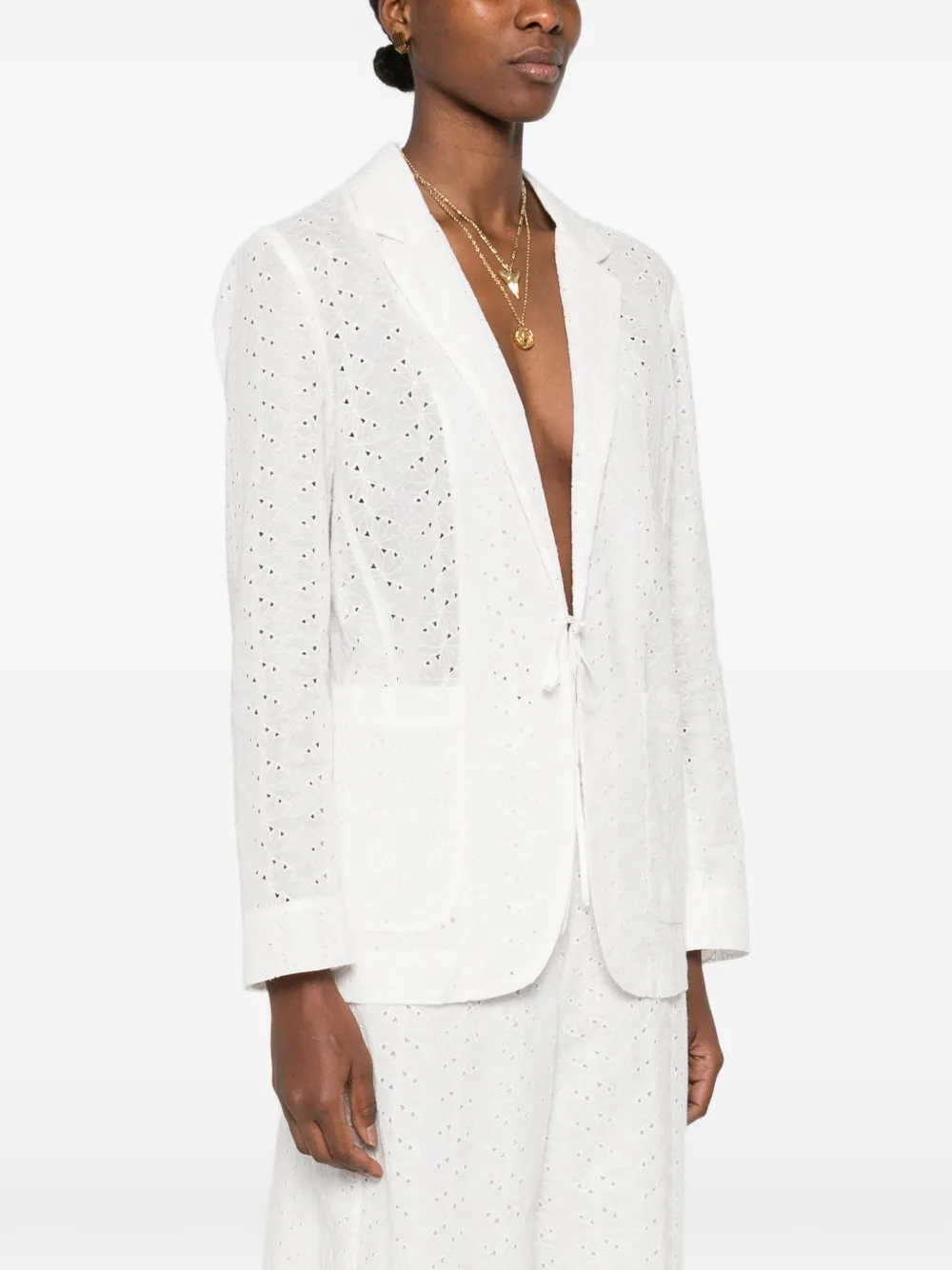  Forte Forte Eyelet Tie Jacket - White 