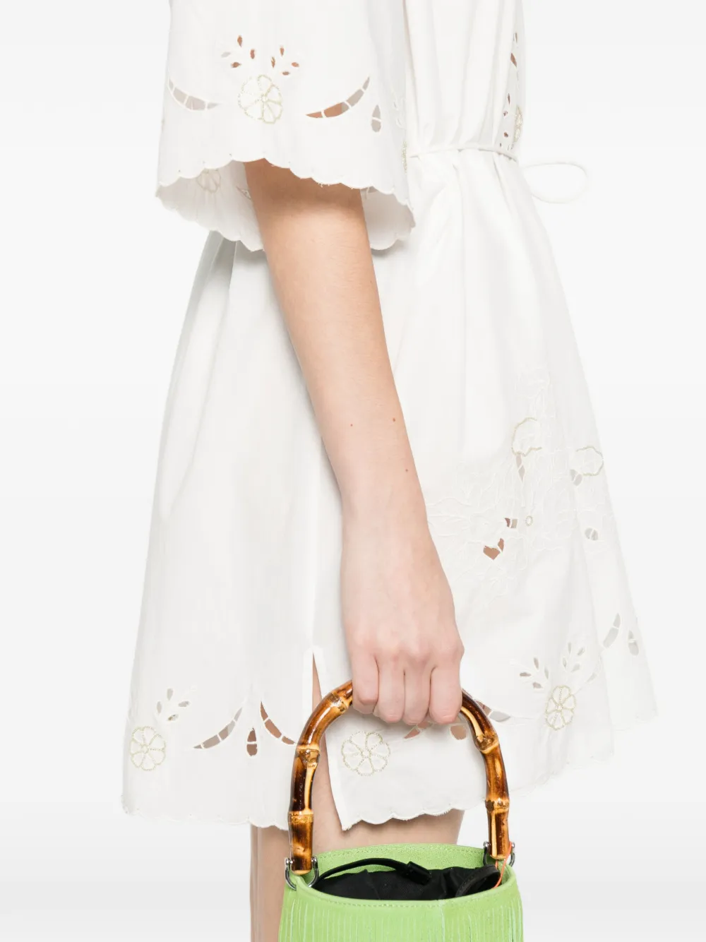 Forte Jurk met geborduurde bloemen Wit