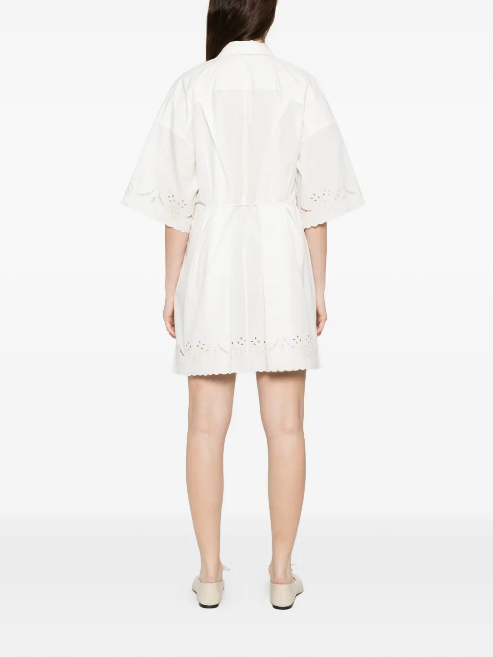Forte Jurk met geborduurde bloemen Wit