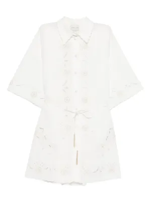 sachin and babi light blue dress White embroidered long shirt midi dress zara size S, Women's Fashion,  Dresses & Sets, Dresses on Carousell main image 0