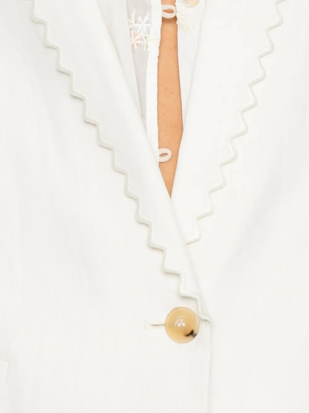 Forte Jack met enkele knoop en gekerfde afwerking Wit