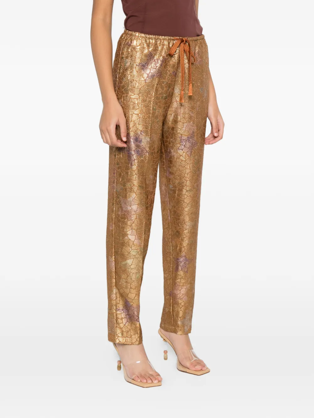  Forte Forte Floral Print Drawstring Trousers - Gold 