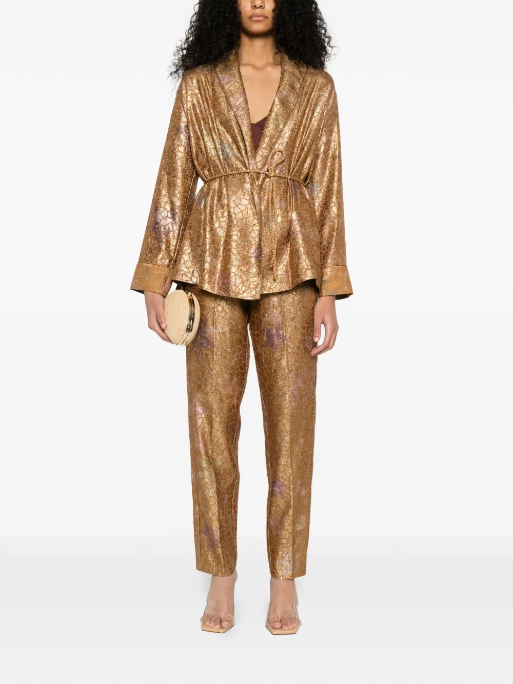  Forte Forte Floral Print Drawstring Trousers - Gold 