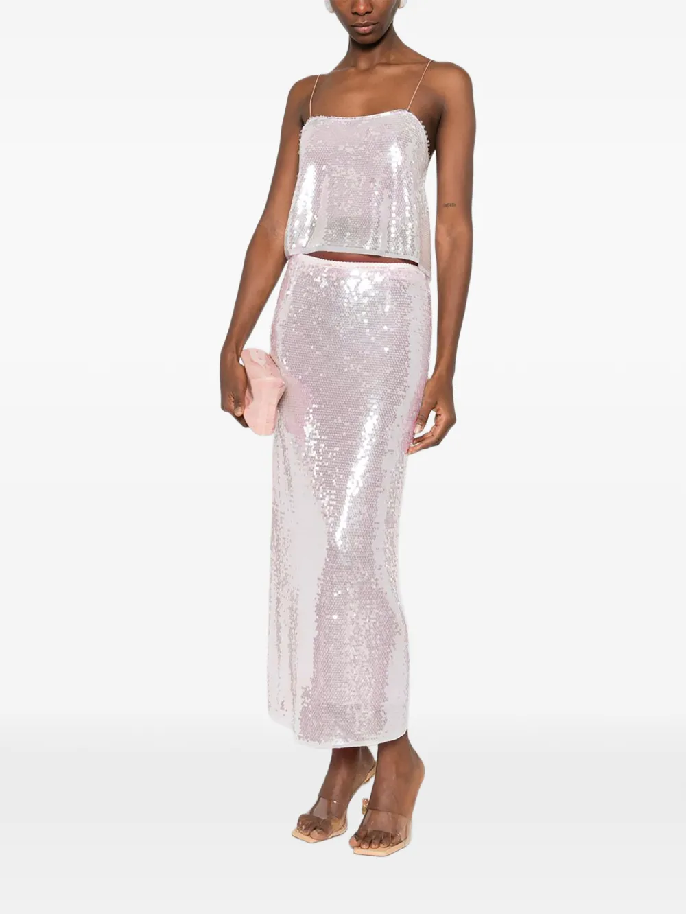 Forte Midi-rok met pailletten Roze