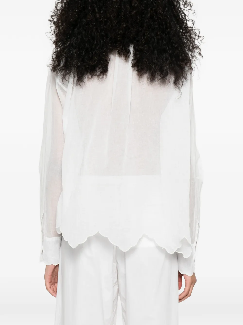 Forte Blouse met geborduurde kralen en gewelfde afwerking Wit