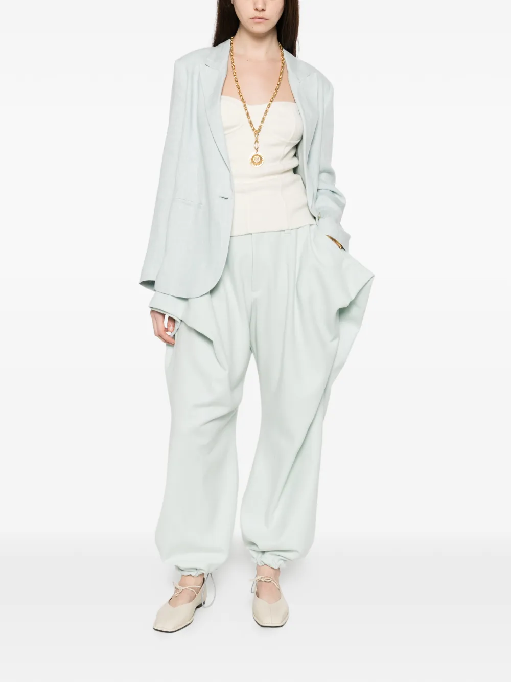 Forte Chic blazer met enkele rij knopen Blauw