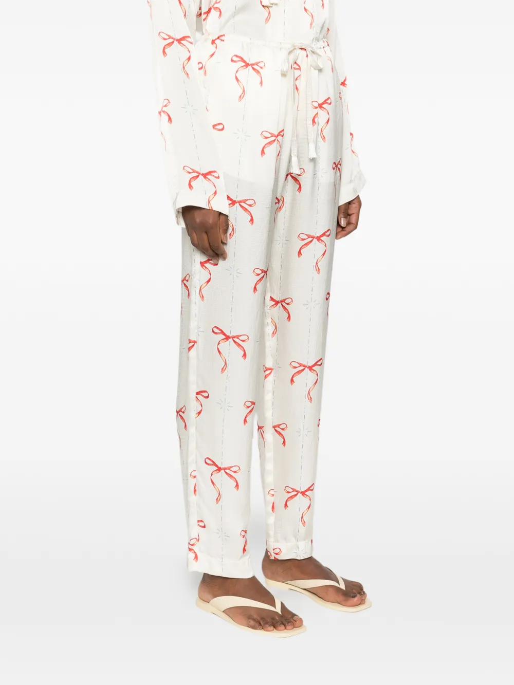 Forte Le Noeud d'Argent broek met trekkoord en print Beige